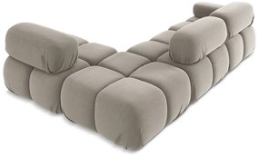 Бежов кадифен модулен ъглов диван (десен ъгъл) Lokua – Makamii