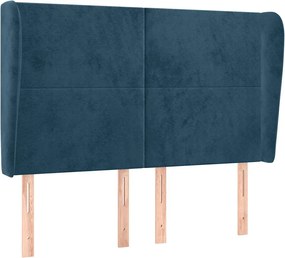 3117728 vidaXL Горна табла за легло с уши, тъмносиня, 147x 23x118/128см кадифе