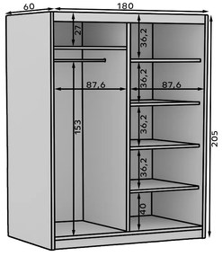 Гардероб Reflecta 180 плъзгащ се-Mauro