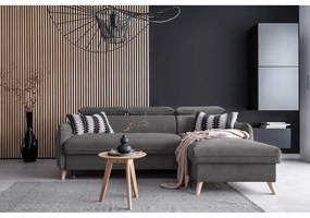 Тъмносив ъглов разтегателен диван от кадифе (десен ъгъл) Sweet Harmony - Miuform