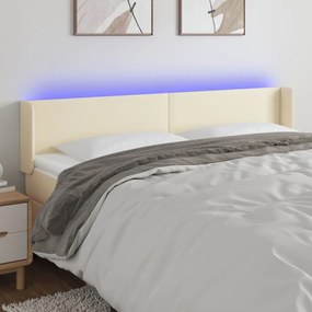 3123060 vidaXL LED горна табла за легло, кремава, 183x16x78/88 см