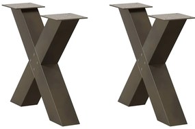 4012963 vidaXL Крака за масичка за кафе, X-образни, 2 бр., естествена стомана, 60 x (42-43) см, стомана