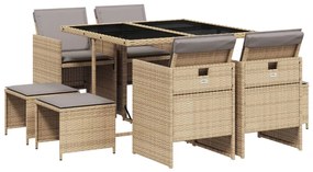 3210600 vidaXL Градински комплект с възглавници 9 части бежов микс полиратан