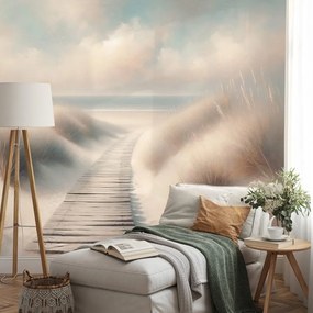 Самозалепващ тапет – Пясъчен плаж с дървена пътека