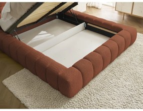 Оранжево двойно тапицирано легло с място за съхранение с включена подматрачна рамка 180x200 cm Mont Blanc – Bobochic Paris