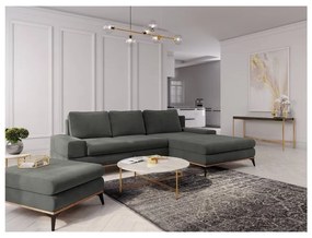 Тъмносив ъглов разтегателен диван , десен ъгъл Planet - Windsor &amp; Co Sofas