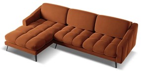 Оранжев кадифен ъглов диван (ляв ъгъл) Nalu – Makamii