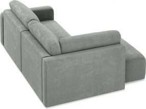 Сив шенилов сгъваем/с място за съхранение ъглов диван (ляв ъгъл/L форма) Kona – Makamii