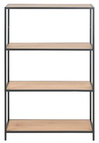 Черна/естествена библиотека от декор от дъб 77x114 cm Seaford – Actona