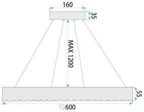 Лампа LED MS019-CP ROSE GOLD 60cm