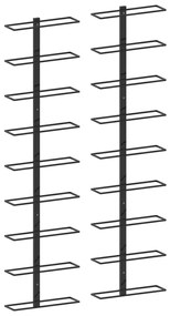 Sonata Стойки за вино за 18 бутилки стенен монтаж 2 бр черни желязо