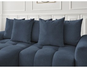 Син шенилов сгъваем/с място за съхранение ъглов диван (ляв ъгъл) Roxelane – Bobochic Paris