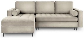 Бежов кадифен ъглов диван, ляв ъгъл Santo - Milo Casa