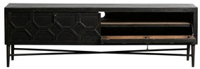Черна маса за телевизор от рециклирано дърво 160x50x45 cm Bequest – WOOOD