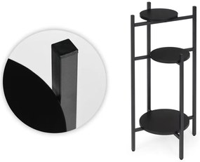 Стойка за цветя Loft - 3-етажен рафт с кръгли черни рафтове