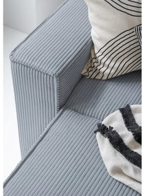 Светлосив разтегателен ъглов диван от рипсено кадифе (десен ъгъл/"U" форма) Brave Dave – Miuform