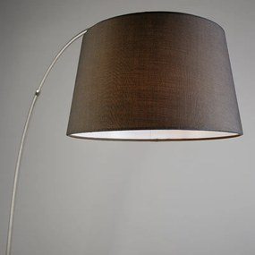 Модерна дъгова подова лампа стомана с черна платнена абажур - Arc Basic