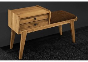 Пейка с чекмеджета от дъбова дървесина с оранжева седалка Retro - The Beds