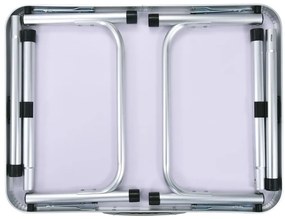 Сгъваема къмпинг маса, бяла, алуминий, 60x45 см