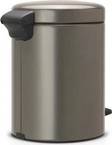 Кош за боклук с педал Brabantia NewIcon 649012, 5 л, Плавно затваряне, Противоплъзгаща основа, Сив