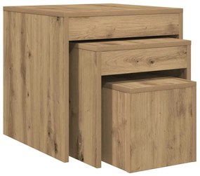 856687 vidaXL Стифиращи маси, 3 бр, дъб артизан, инженерно дърво