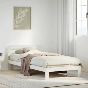 855568 vidaXL Рамка за легло без матрак, бял, 90x190 см, борово дърво масив