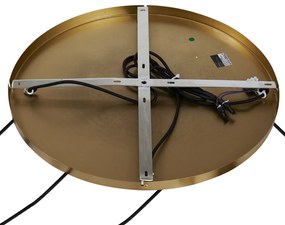 Висяща лампа бронз с димно кехлибарено и зелено стъкло кръгла 4 светлини - Bao