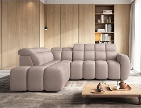 Светлокафяв разтегателен ъглов диван с място за съхранение от букле (ляв ъгъл L форма) Falconn – ELTAP