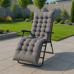 Сива възглавница за градински шезлонг 160 cm