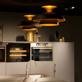 Модерен кръгъл висящ аплик черен със злато 3-слоен - Titus