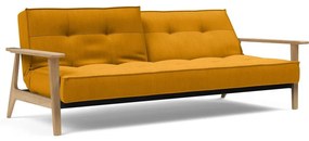 Оранжев разтегателен диван с дървени подлакътници Splitback - Innovation