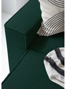 Тъмнозелен разтегателен ъглов диван от рипсено кадифе (десен ъгъл/"U" форма) Brave Dave – Miuform