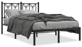 376126 vidaXL Метална рамка за легло с горна табла, бяла, 120x200 см