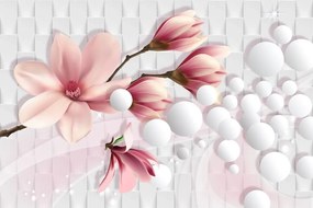 Тапет – Магнолия с абстрактни елементи