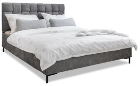 Сиво тапицирано двойно легло с включена подматрачна рамка 140x200 cm Eve – Miuform