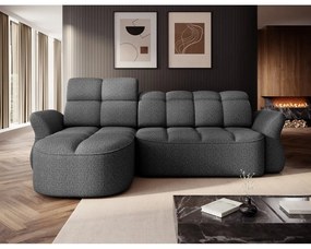 Тъмносив кадифен сгъваем/с място за съхранение ъглов диван (ляв ъгъл) Beneth – ELTAP