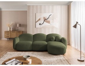 Зелен ъглов диван от прежда с примки от букле (десен ъгъл) Orbit – Ropez