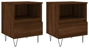 830635 vidaXL Нощни шкафчета 2 бр кафяв дъб 40x35x50 см инженерно дърво
