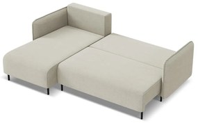 Бежов разтегателен ъглов диван с място за съхранение (ляв ъгъл) Luana – Makamii