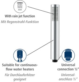 Душ-глава с маркуч в блестящо сребристо Basic Line - Wenko