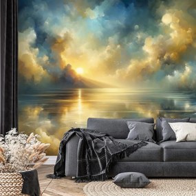 Самозалепващ тапет – Златно слънце над синята вода