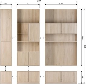 Модулна етажерка за книги с дъбов декор в естествен цвят 110x199 cm Modulair - vtwonen