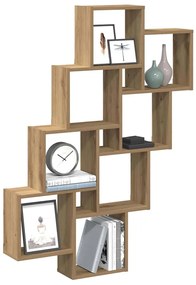 856597 vidaXL Стенен кубичен рафт, дъб артизан 90x15x119,5см