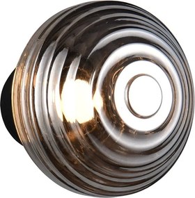 Тъмносива стъклена LED стенна лампа с USB ø 15,5 cm Earl – Reality