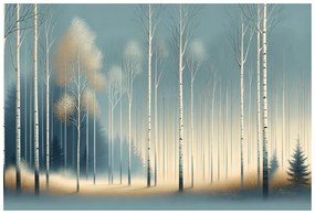 Самозалепващ тапет – Заснежена гора в мъгла