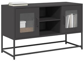 853380 vidaXL ТВ шкаф, черен, 100,5x39x60,5 см, стомана