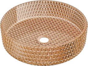 Mexen Aura стъклена умивалник за монтаж върху плот 39 x 39 см, розово злато - 24013968