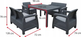 Комфортен градински терасен комплект с 6 места във вид на ратан