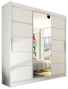 Плъзгащ се гардероб LUKAS VI с огледало, 250x215x58, бяло мат