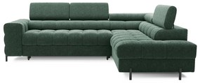Зелен разтегателен ъглов диван с място за съхранение от букле (десен ъгъл L форма) Ferucce – ELTAP